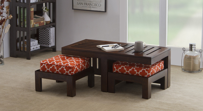 Caffino Coffee Table Set(Walnut&Morocco Lattice Rust)